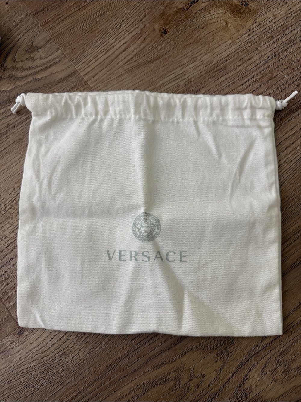 Versace Cream Drawstring Logo Pouch